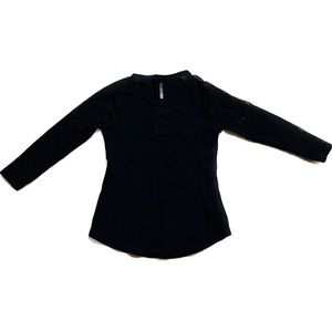 Karen Millen Black Knit Top with Mesh Sleeves